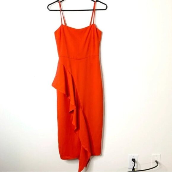 Revolve Lovers and Friends Cleo Midi Dress Bright Red Tiered Ruffles Size XS - Picture 4 of 14